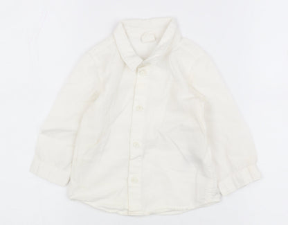 H&M Unisex White Button-Up Shirt 6-9 Months Cotton
