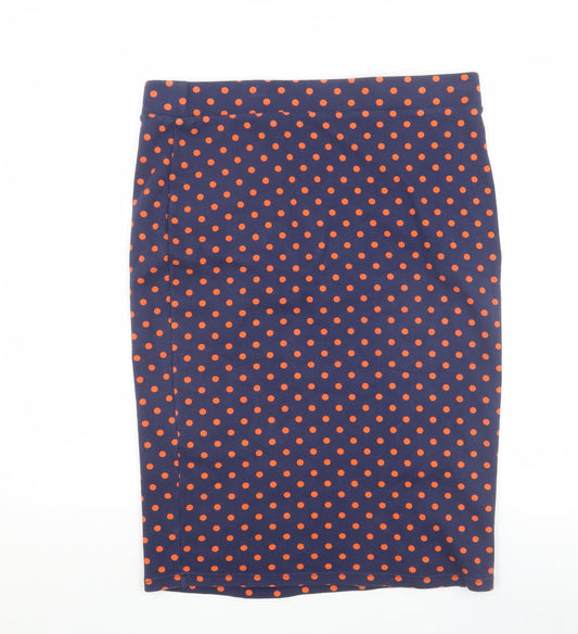 Laura Ashley Women's Blue Polka Dot Pencil Skirt Size 12