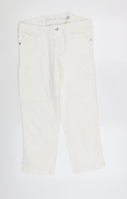 s.Oliver Women Capri White Jeans Size 8 Regular Fit