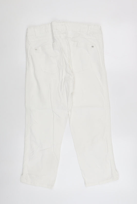 s.Oliver Women Capri White Jeans Size 8 Regular Fit