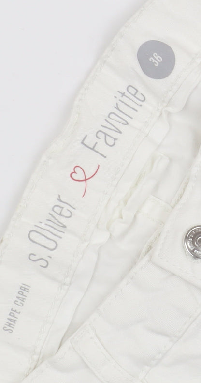 s.Oliver Women Capri White Jeans Size 8 Regular Fit