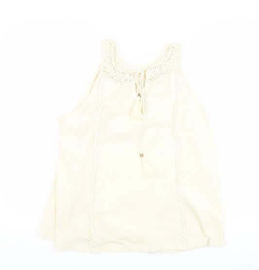 FatFace Women's Ivory Crochet Tank Top Size 6