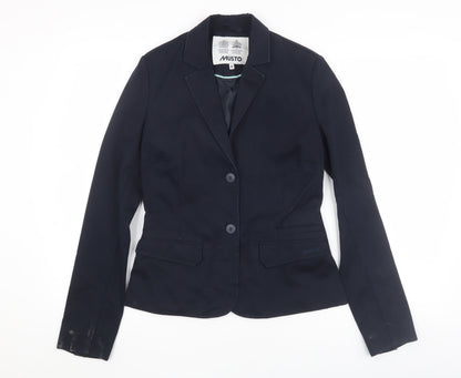 Additional front view of Musto Women's Blue Blazer, size 8, Lined Cotton