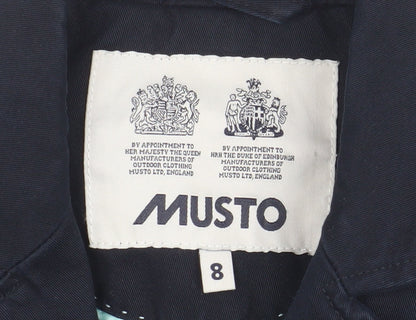 Close-up detail of Musto Women's Blue Blazer, size 8, Lined Cotton