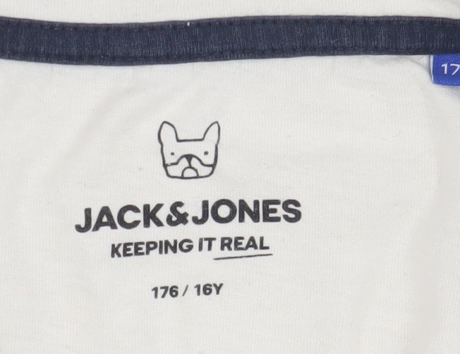 Jack & Jones Boys White Crew Neck T-Shirt - Size 16 Years
