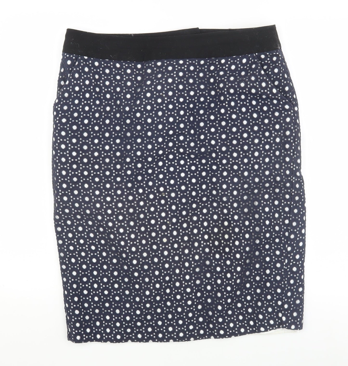 Jasper Conran Women's Blue Geometric Pencil Skirt Size 14