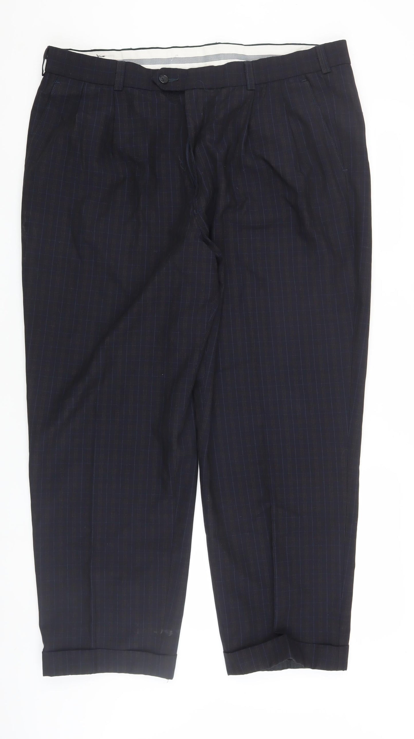 Marks & Spencer Men's Blue Check Trousers Size 40