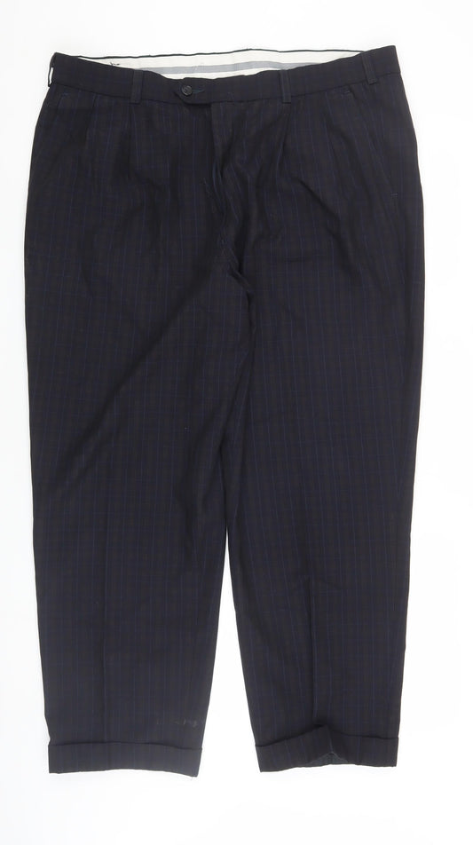 Marks & Spencer Men's Blue Check Trousers Size 40