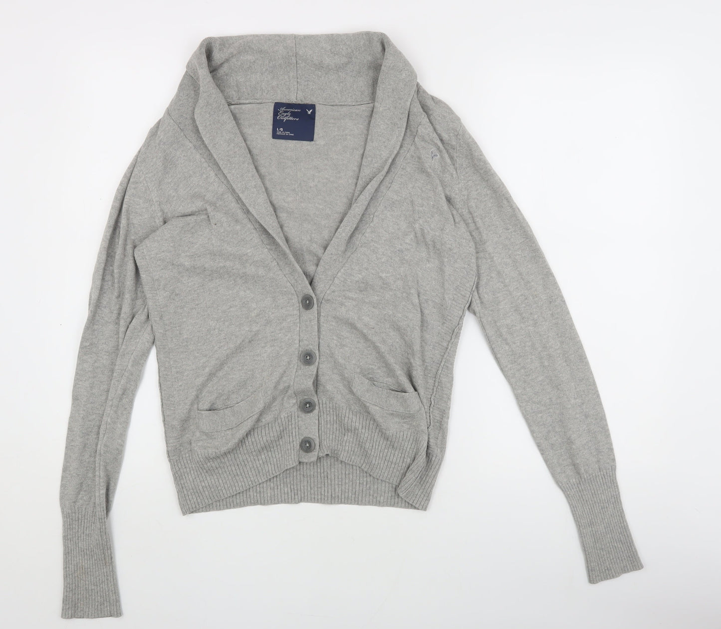 Womens UK Size L American Eagle Outfitters Grey Cardigan Jumper