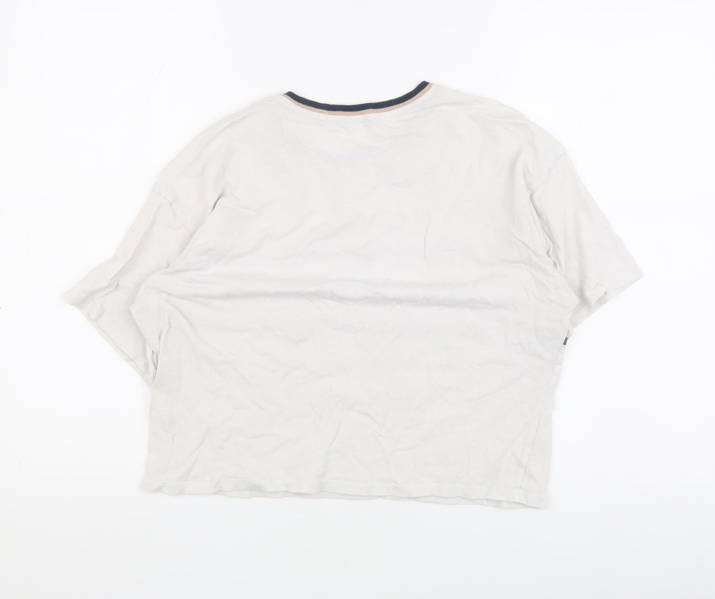 Womens UK Size M Pull & Bear White Cropped T-Shirt