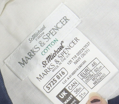 Marks and Spencer Men's Blue Trousers, Size 36 in