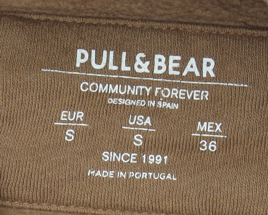 Unisex Adults UK Size S Pull&Bear Brown Pullover Hoodie