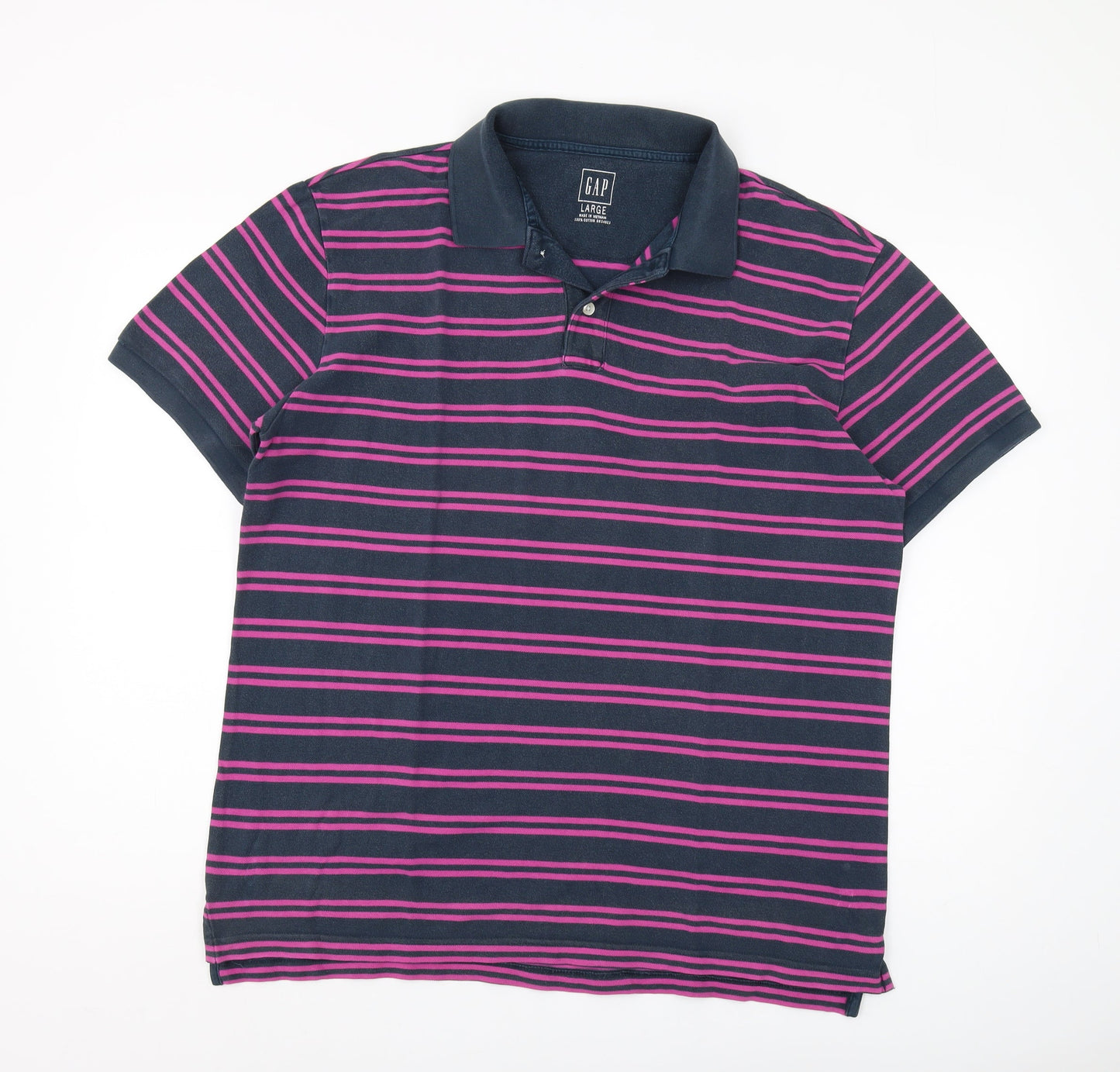 GAP Men's Striped Polo Shirt L Multicoloured