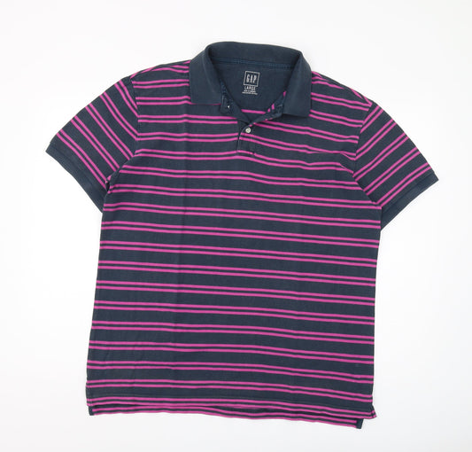GAP Men's Striped Polo Shirt L Multicoloured