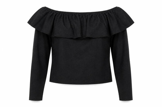 Womens UK Size M H&M Black Cropped Blouse
