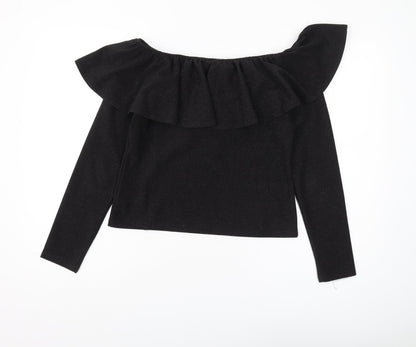 Womens UK Size M H&M Black Cropped Blouse