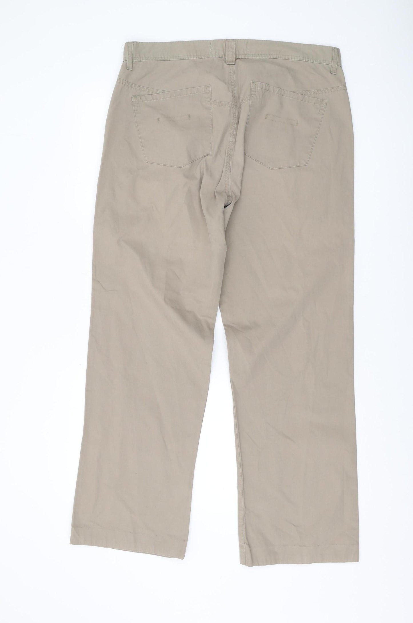Men's Beige Cotton Chino Trousers Bootcut Fit 36