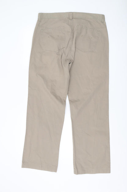 Men's Beige Cotton Chino Trousers Bootcut Fit 36