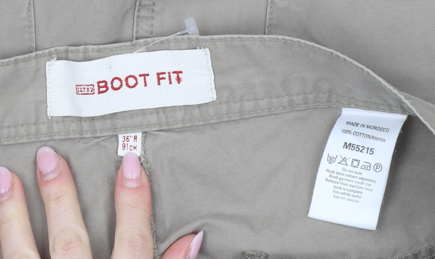 Men's Beige Cotton Chino Trousers Bootcut Fit 36