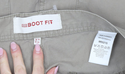 Men's Beige Cotton Chino Trousers Bootcut Fit 36