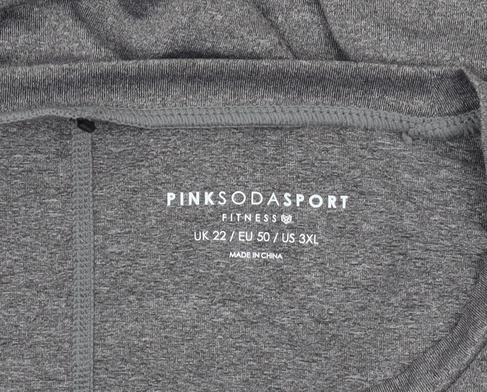 Pink Soda Sport Women's Grey T-Shirt, Size 22