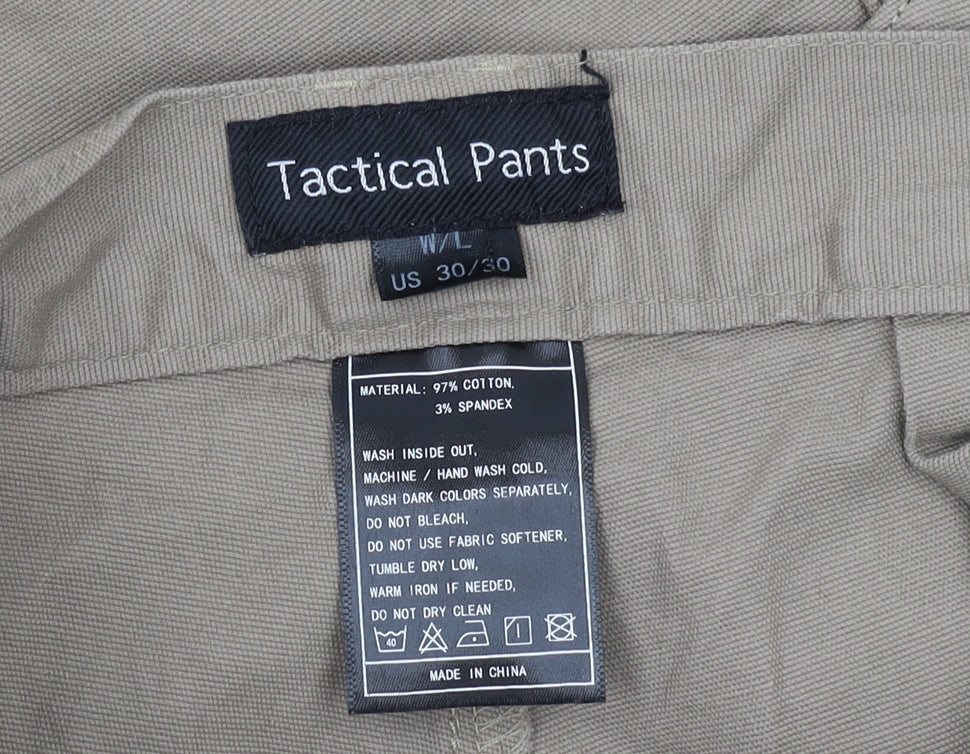 Tactical Cargo Pants for Men - Beige, M-L, Cotton