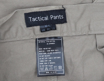 Tactical Cargo Pants for Men - Beige, M-L, Cotton