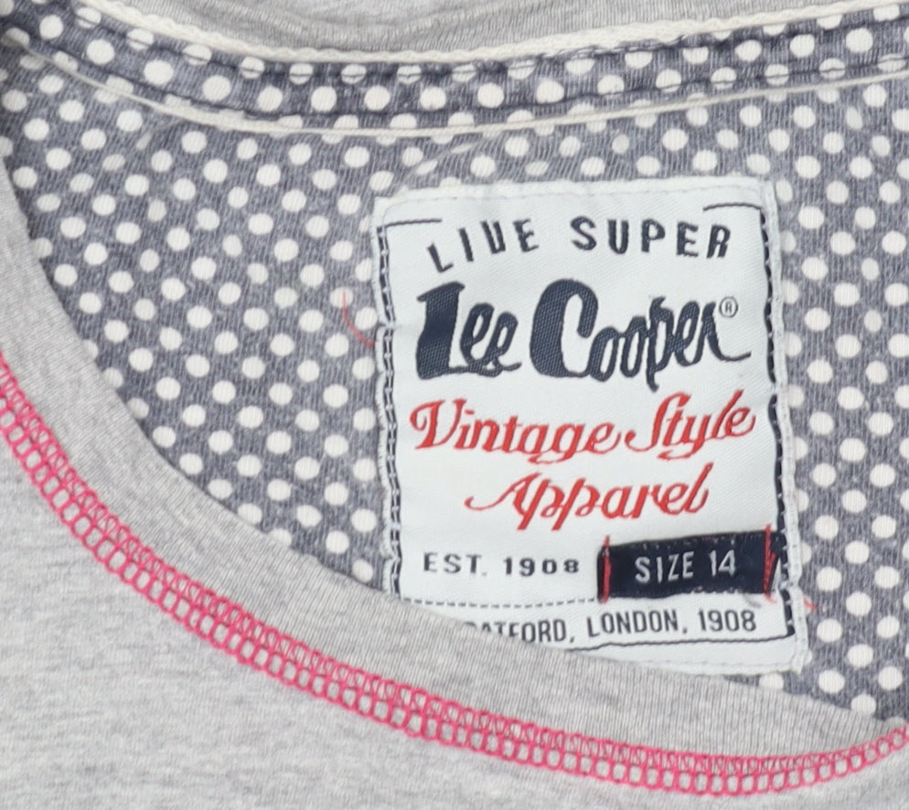 Womens UK Size 14 Lee Cooper Grey Basic T-Shirt