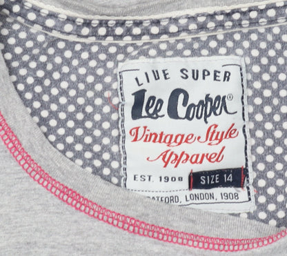 Womens UK Size 14 Lee Cooper Grey Basic T-Shirt