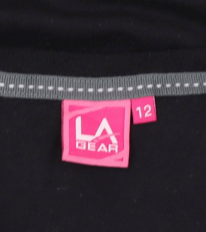 Womens UK Size 12 LA Gear Black Basic T-Shirt