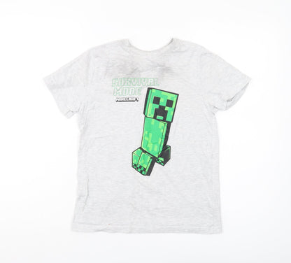 Minecraft Boys Grey Graphic Print T-Shirt 10 Years