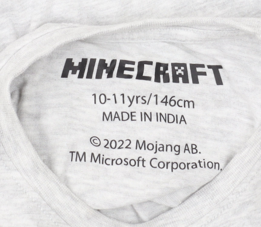 Minecraft Boys Grey Graphic Print T-Shirt 10 Years