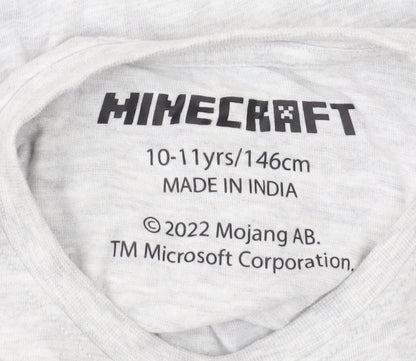 Minecraft Boys Grey Graphic Print T-Shirt 10 Years