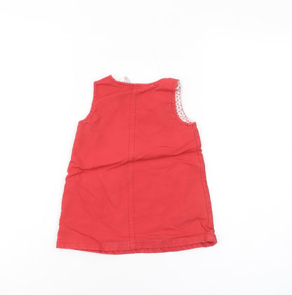 GAP Girls Red Pinafore Dress 9-12 Months Casual Cotton