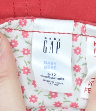 GAP Girls Red Pinafore Dress 9-12 Months Casual Cotton