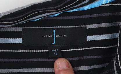 Jasper Conran Boys Black Striped Button-Up Shirt, Age 13