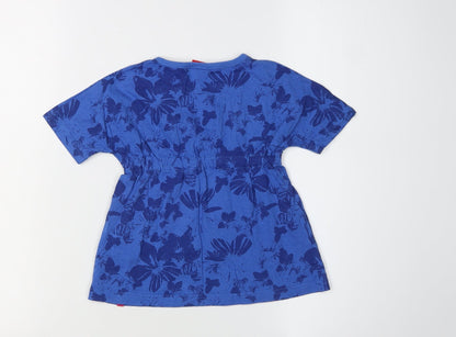Esprit Girls Blue Floral V-Neck T-Shirt 2-3 Years