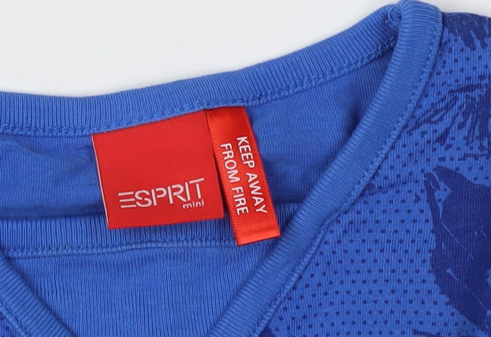 Esprit Girls Blue Floral V-Neck T-Shirt 2-3 Years