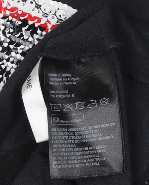 H&M Boys Black Star Wars Sequin Long Sleeve T-Shirt 3-4Y
