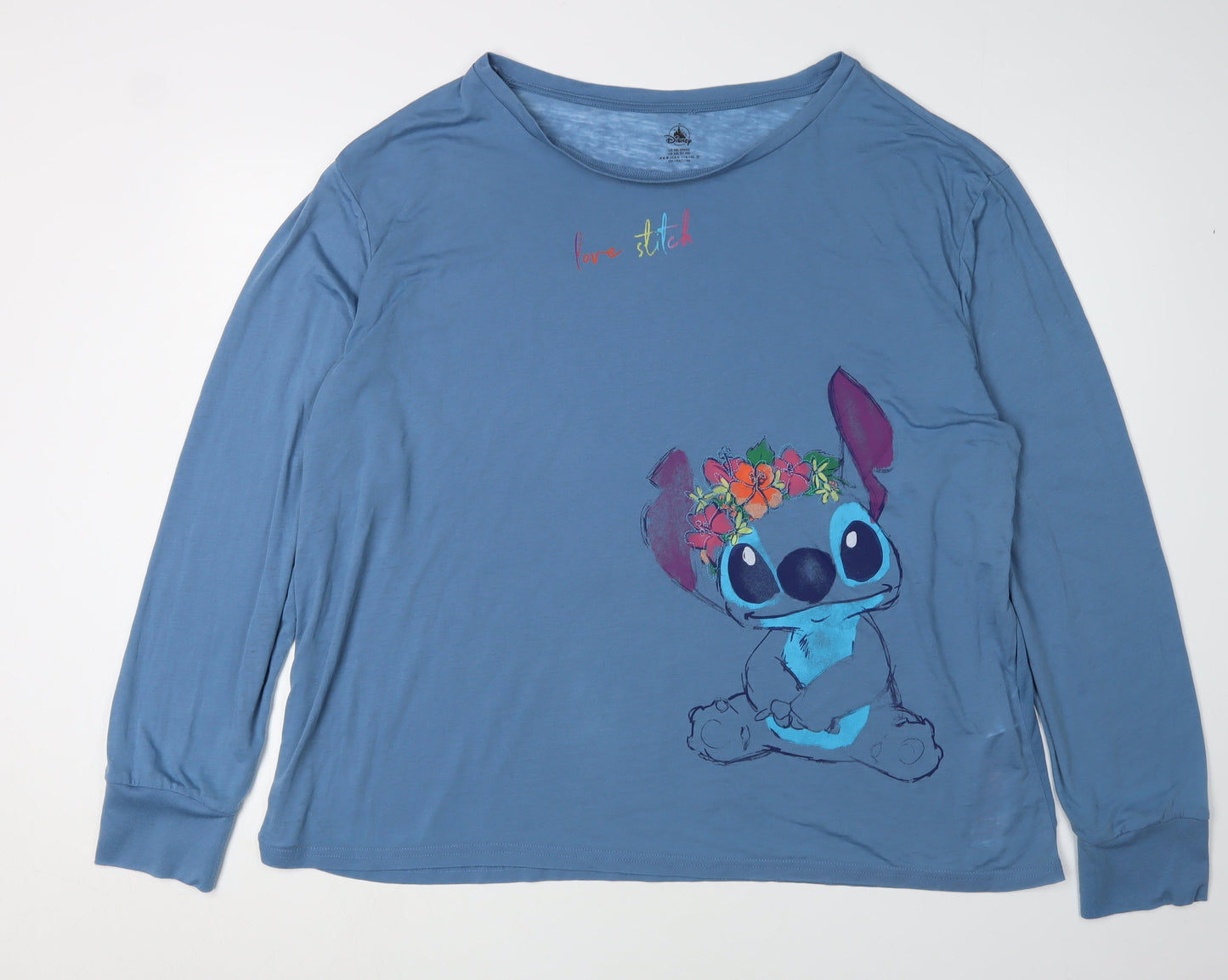 Womens UK Size 2XL Disney Blue Basic T-Shirt