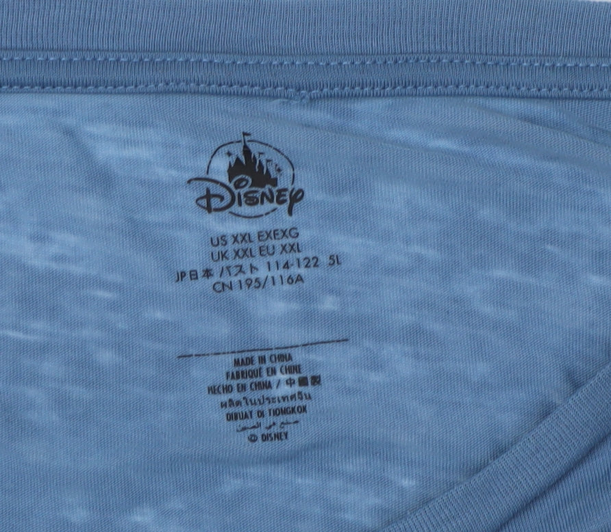 Womens UK Size 2XL Disney Blue Basic T-Shirt