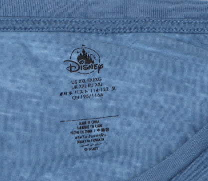 Womens UK Size 2XL Disney Blue Basic T-Shirt