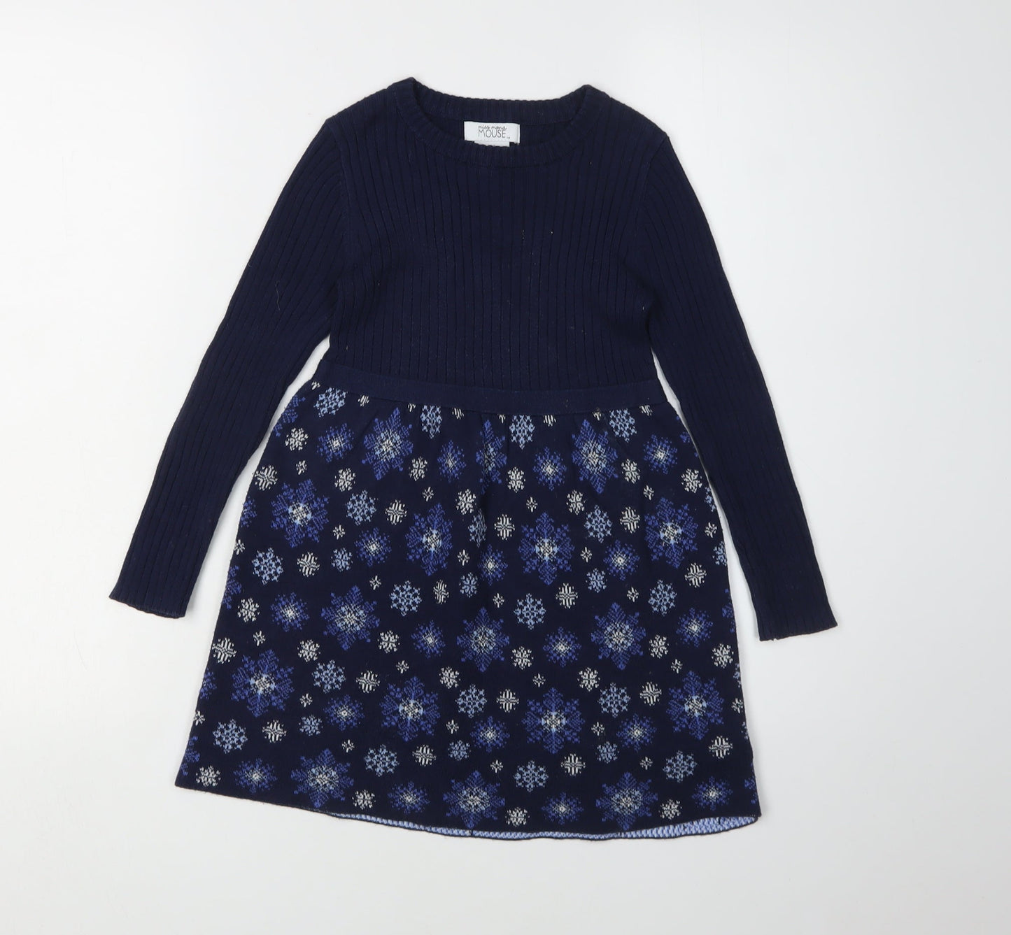 Miss Mona Mouse Girls Blue Knit Fit & Flare Dress 4-5 Years