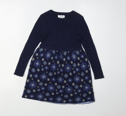 Miss Mona Mouse Girls Blue Knit Fit & Flare Dress 4-5 Years