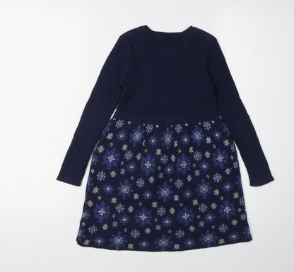 Miss Mona Mouse Girls Blue Knit Fit & Flare Dress 4-5 Years