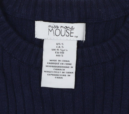 Miss Mona Mouse Girls Blue Knit Fit & Flare Dress 4-5 Years