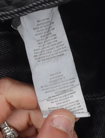 PrettyLittleThing Women's Black Distressed Straight Jeans Size 16