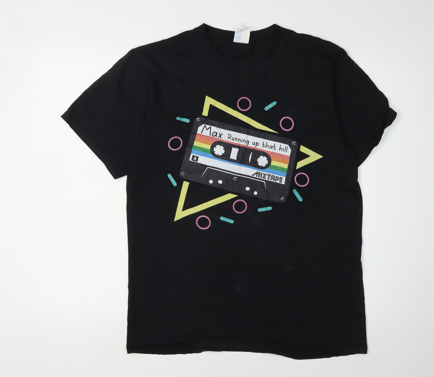Retro 80s Music Men's Black T-Shirt Medium