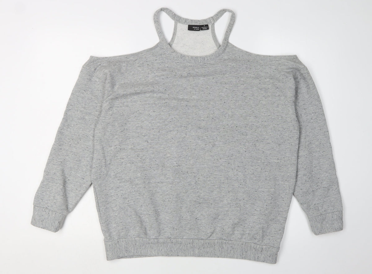 Sparkle & Fade Women's Grey Small Cold Shoulder Sweatshirt