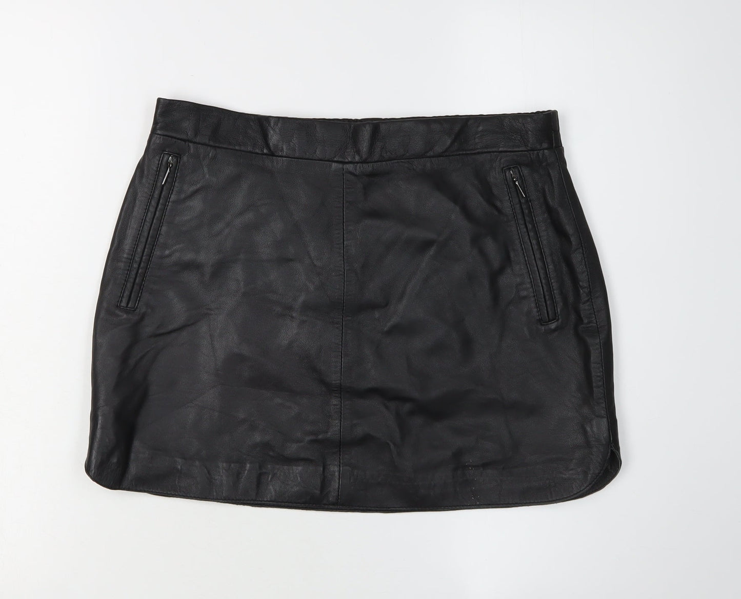 Mango Women's Black Leather Pencil Skirt Size 6